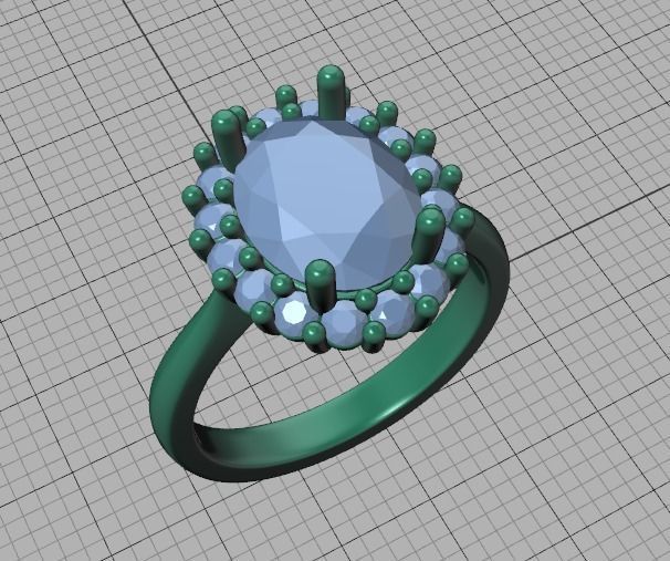 Diana Emerald Engagement Ring 10x8 Oval Stone  3D print model_42