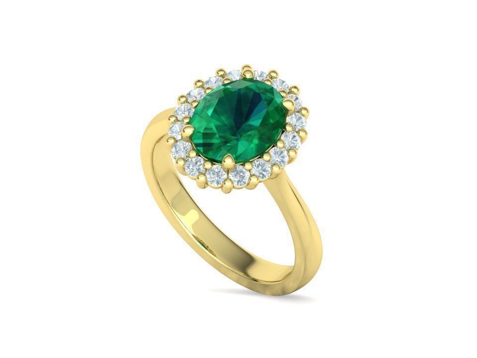 Diana Emerald Engagement Ring 10x8 Oval Stone  3D print model_31