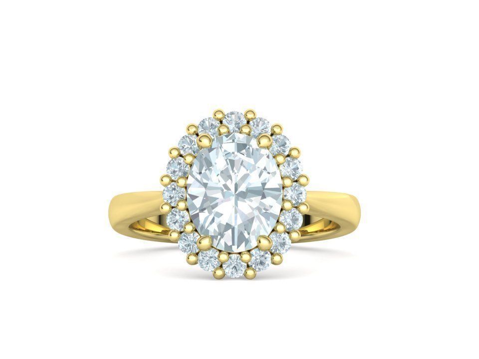 Diana Emerald Engagement Ring 10x8 Oval Stone  3D print model_34