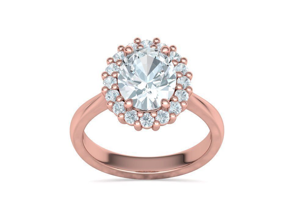 Diana Emerald Engagement Ring 10x8 Oval Stone  3D print model_15