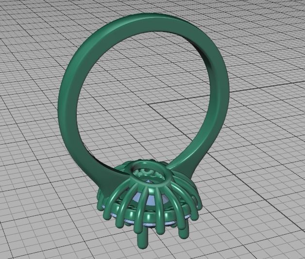 Diana Emerald Engagement Ring 10x8 Oval Stone  3D print model_39