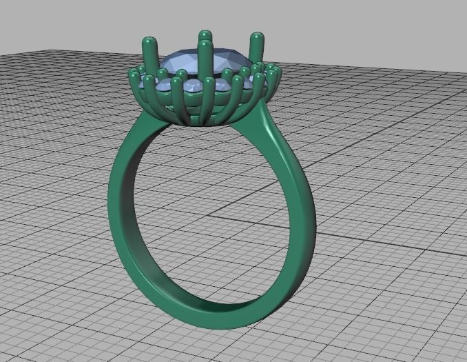 Diana Emerald Engagement Ring 10x8 Oval Stone  3D print model_41