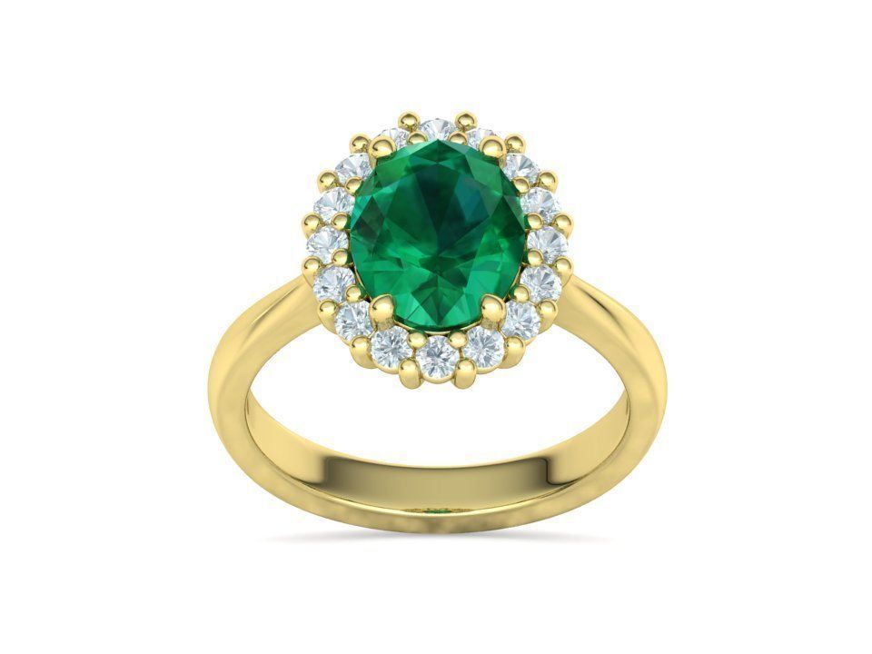 Diana Emerald Engagement Ring 10x8 Oval Stone  3D print model_19