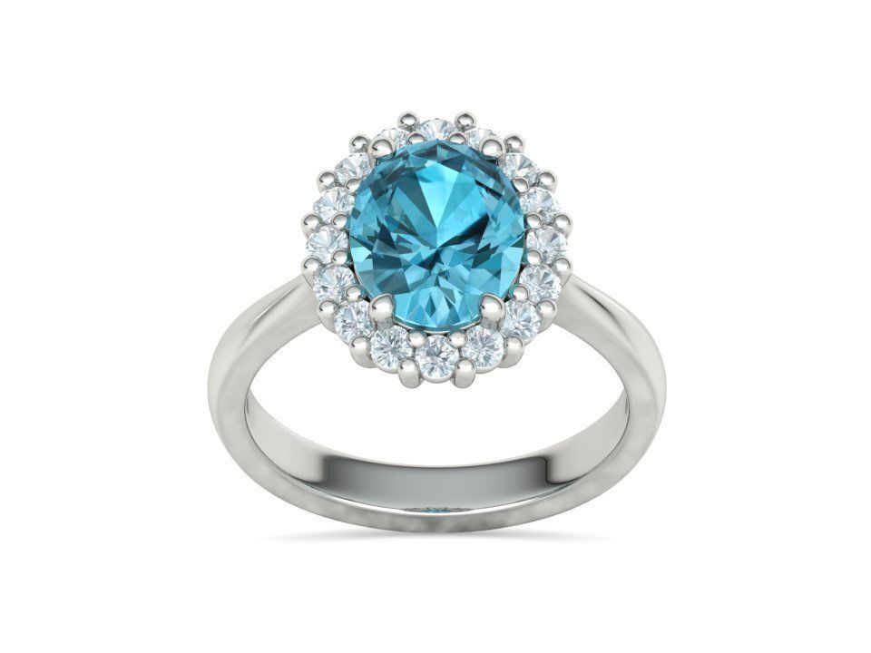 Diana Emerald Engagement Ring 10x8 Oval Stone  3D print model_20