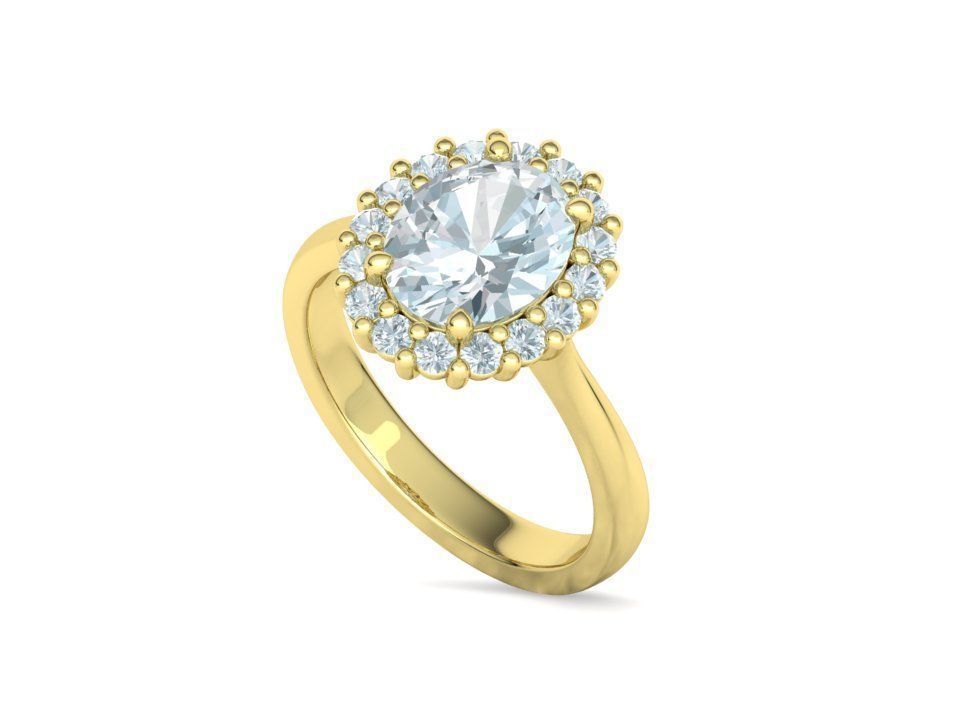 Diana Emerald Engagement Ring 10x8 Oval Stone  3D print model_28