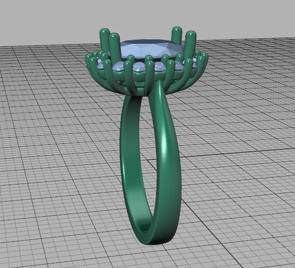 Diana Emerald Engagement Ring 10x8 Oval Stone  3D print model_43