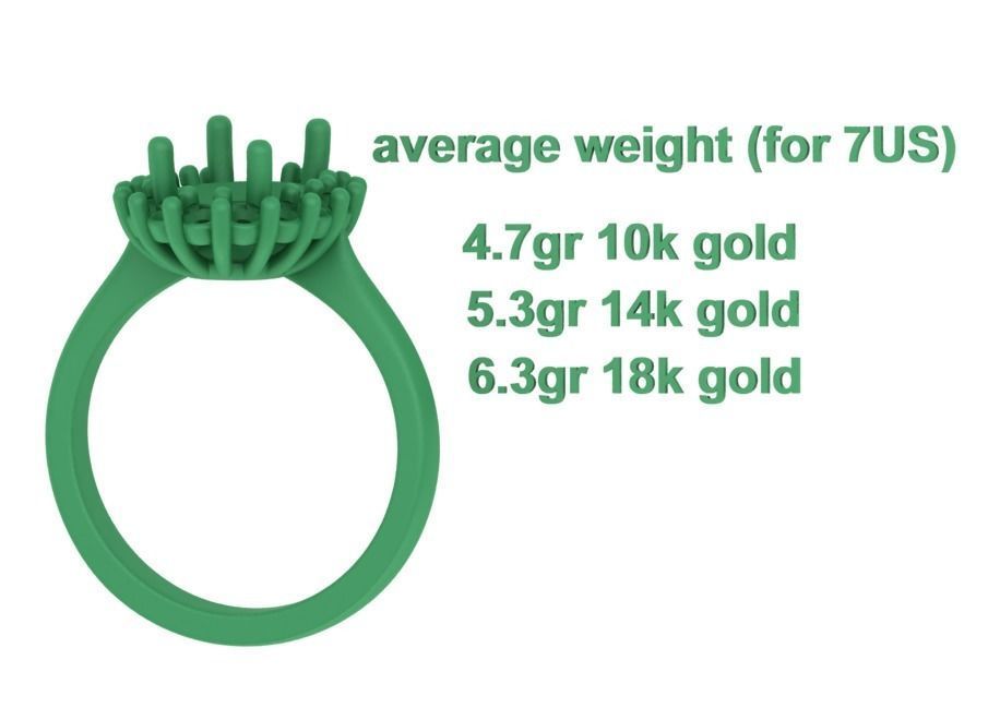 Diana Emerald Engagement Ring 10x8 Oval Stone  3D print model_12