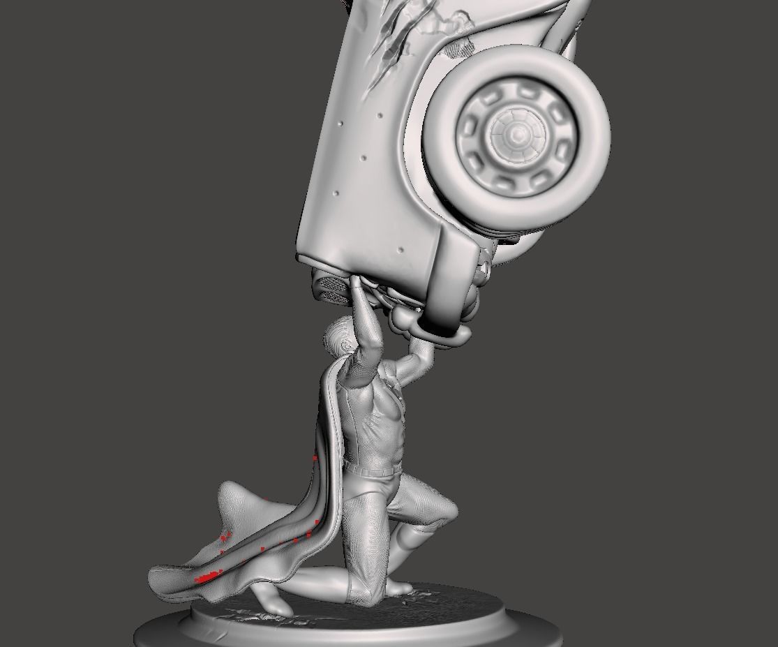 superman car lift action model  3D print model_4