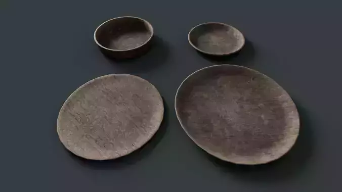 Medieval Wooden Plate Set PBR