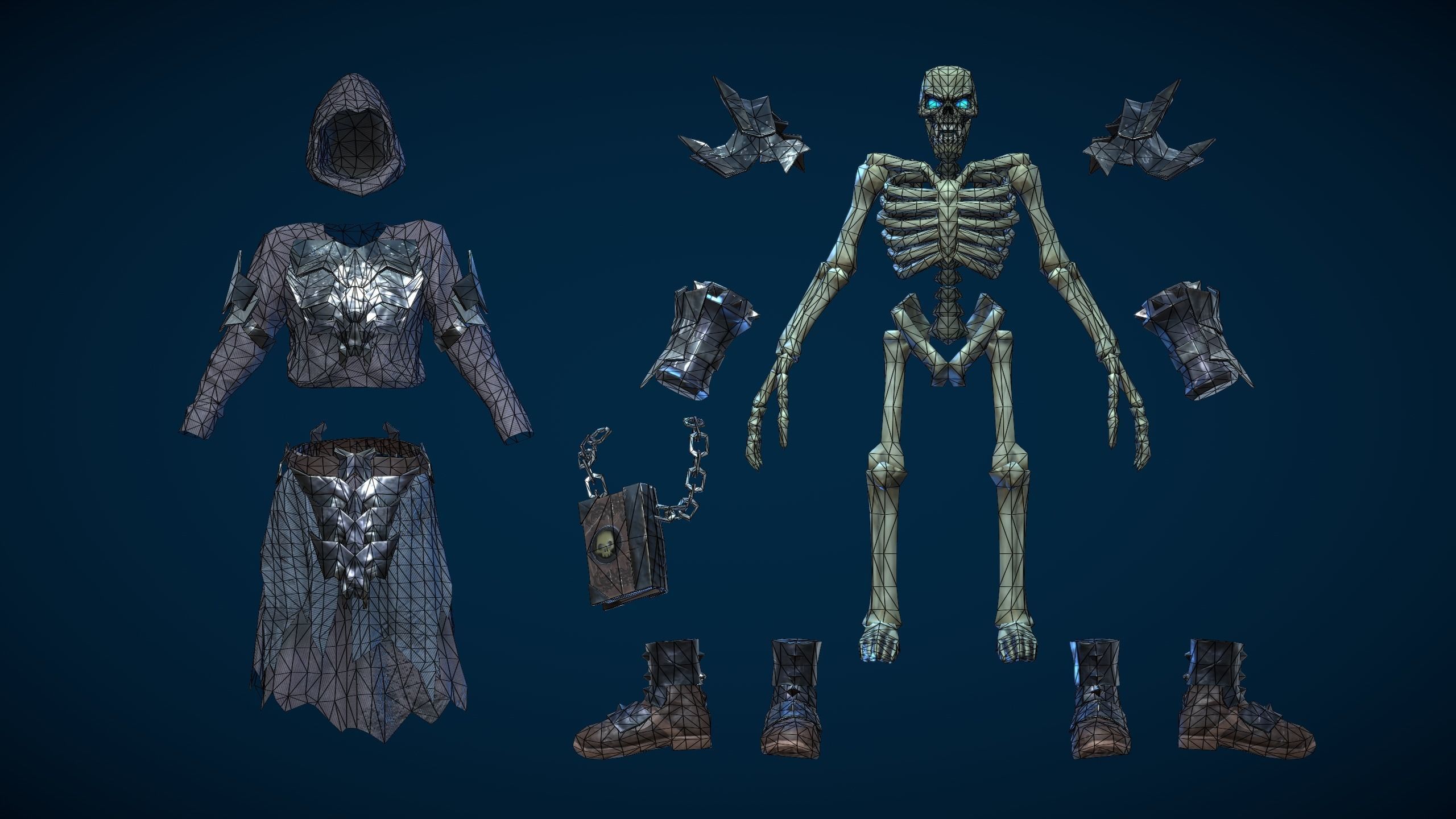 Skeleton Dark Mage Low-poly 3D model_9