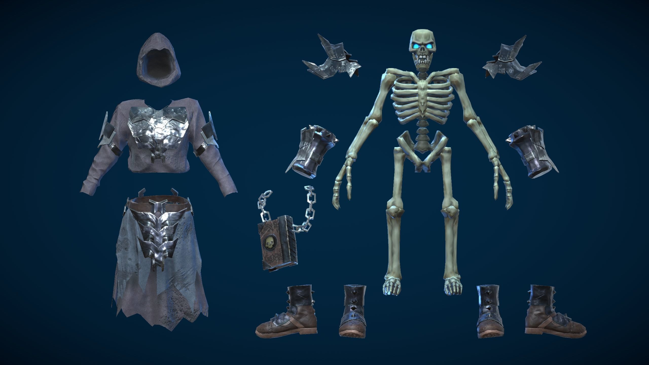 Skeleton Dark Mage Low-poly 3D model_7