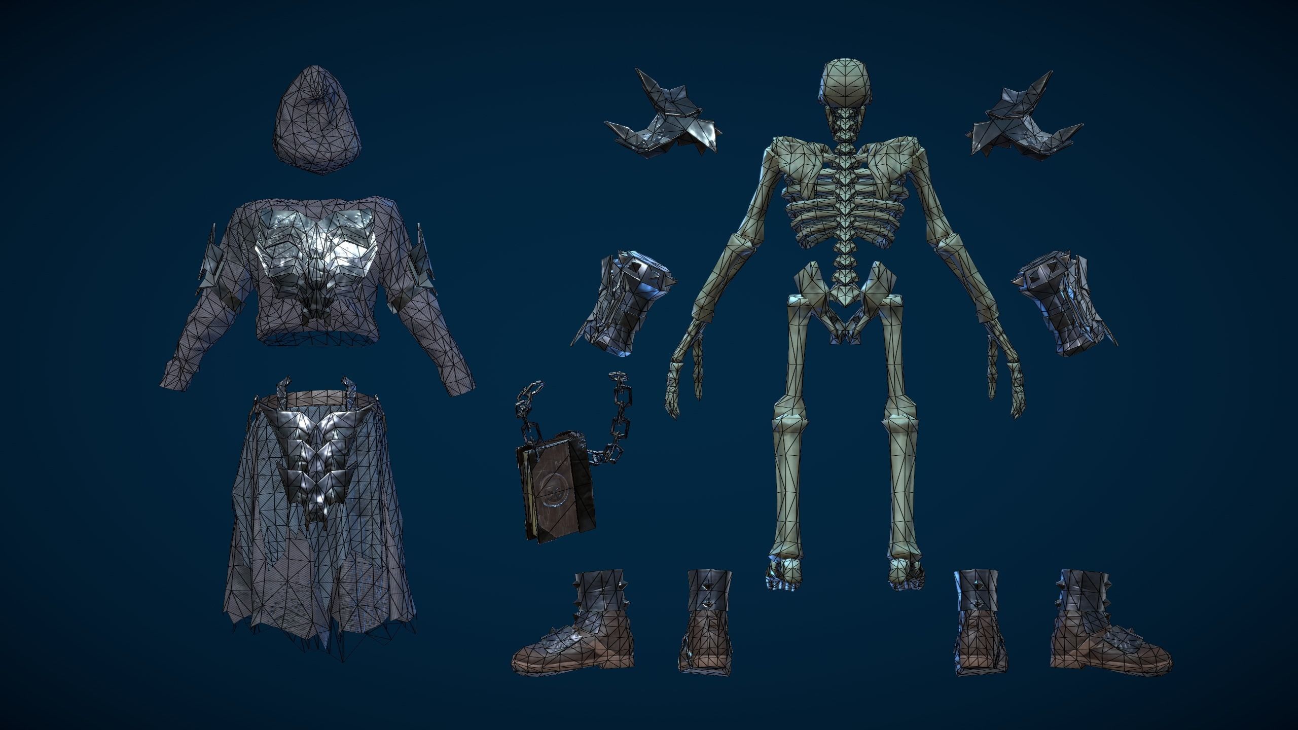 Skeleton Dark Mage Low-poly 3D model_10