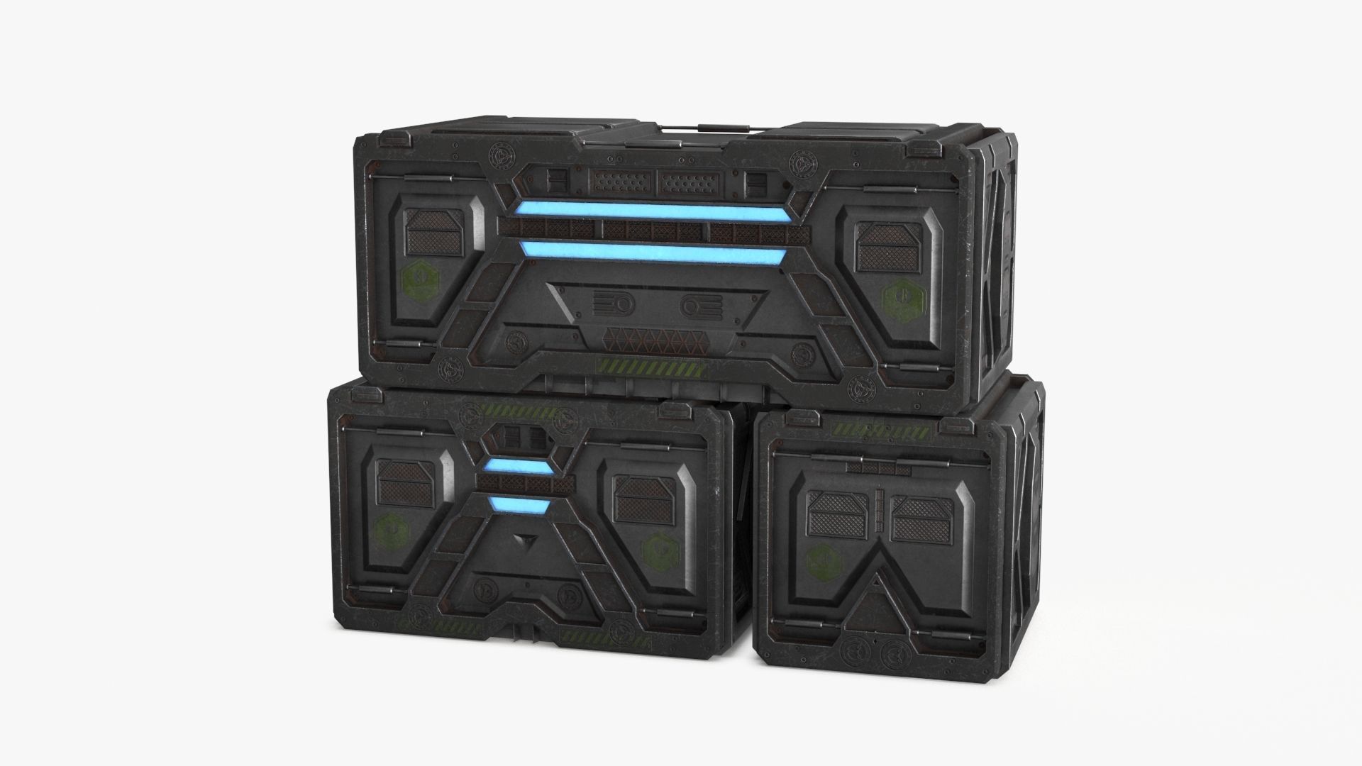 Sci-fi Container set of 3 v6 Low-poly 3D model_18