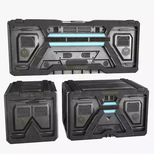 Sci-fi Container set of 3 v6 Low-poly 3D model