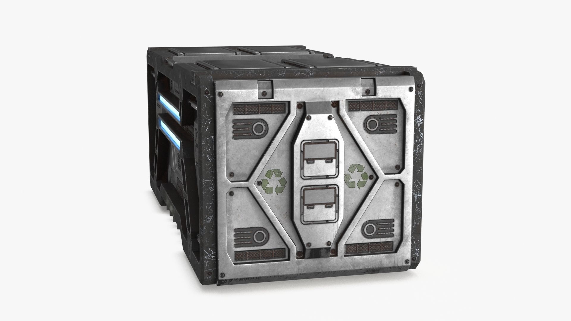 Sci-fi Container set of 3 v6 Low-poly 3D model_3