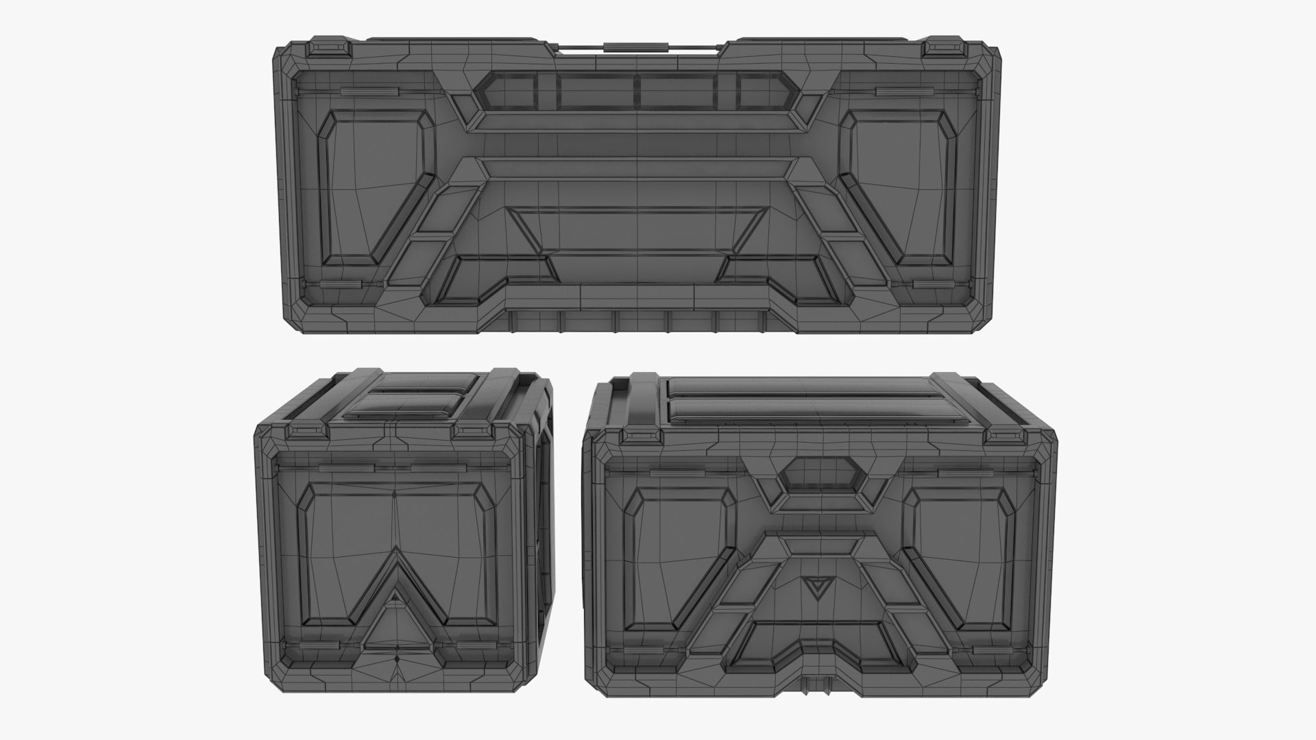 Sci-fi Container set of 3 v6 Low-poly 3D model_26