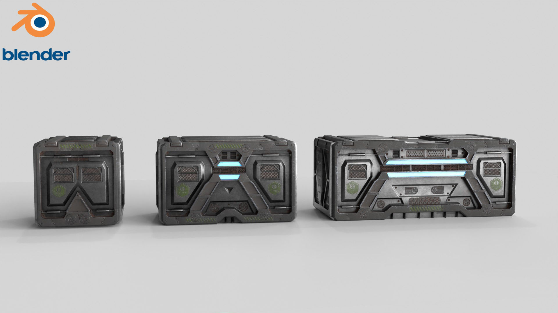 Sci-fi Container set of 3 v6 Low-poly 3D model_22