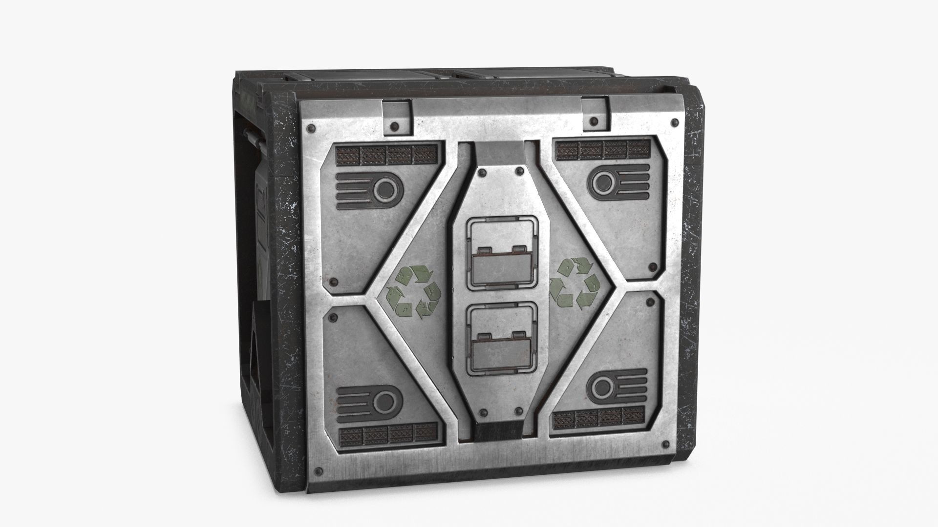 Sci-fi Container set of 3 v6 Low-poly 3D model_11