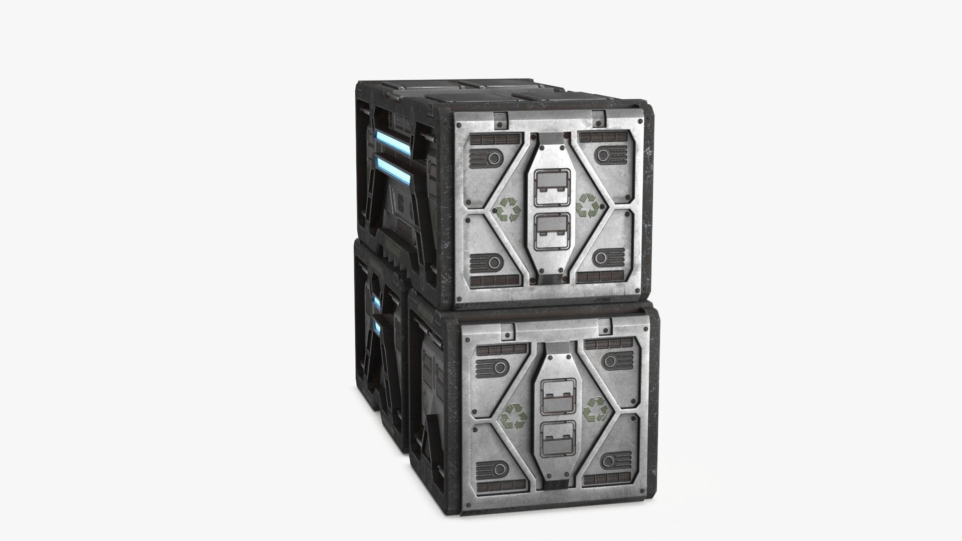 Sci-fi Container set of 3 v6 Low-poly 3D model_17