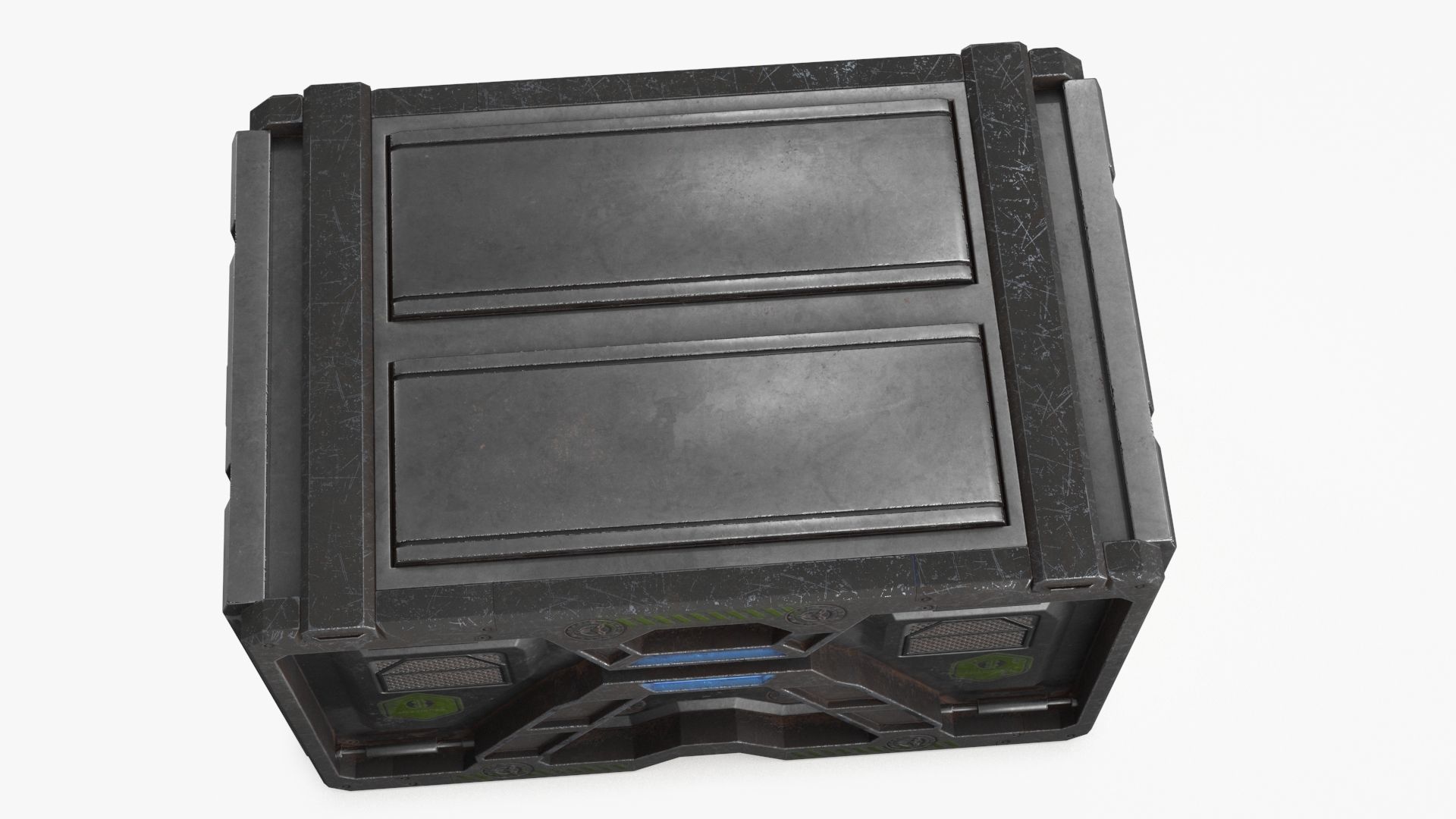 Sci-fi Container set of 3 v6 Low-poly 3D model_8