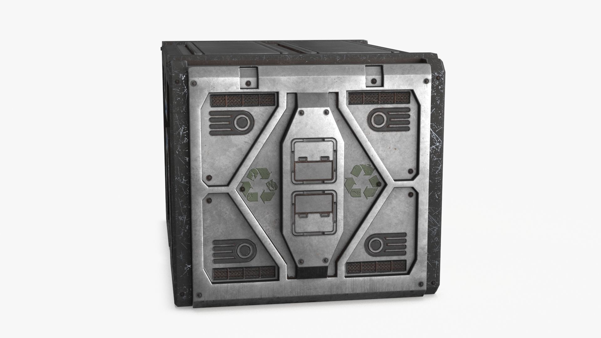 Sci-fi Container set of 3 v6 Low-poly 3D model_7