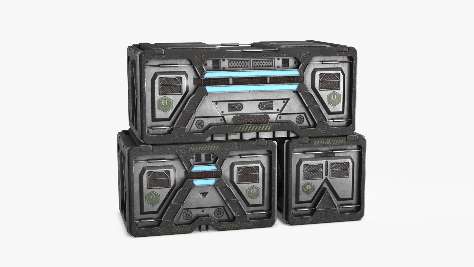 Sci-fi Container set of 3 v6 Low-poly 3D model_19
