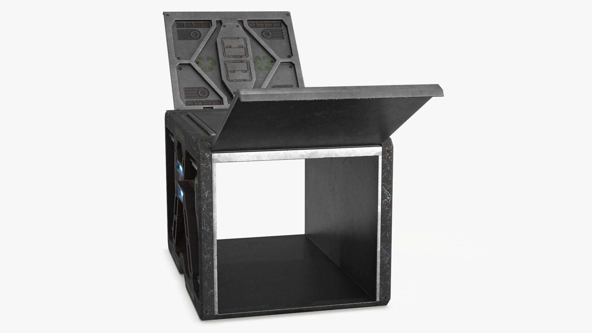 Sci-fi Container set of 3 v6 Low-poly 3D model_9