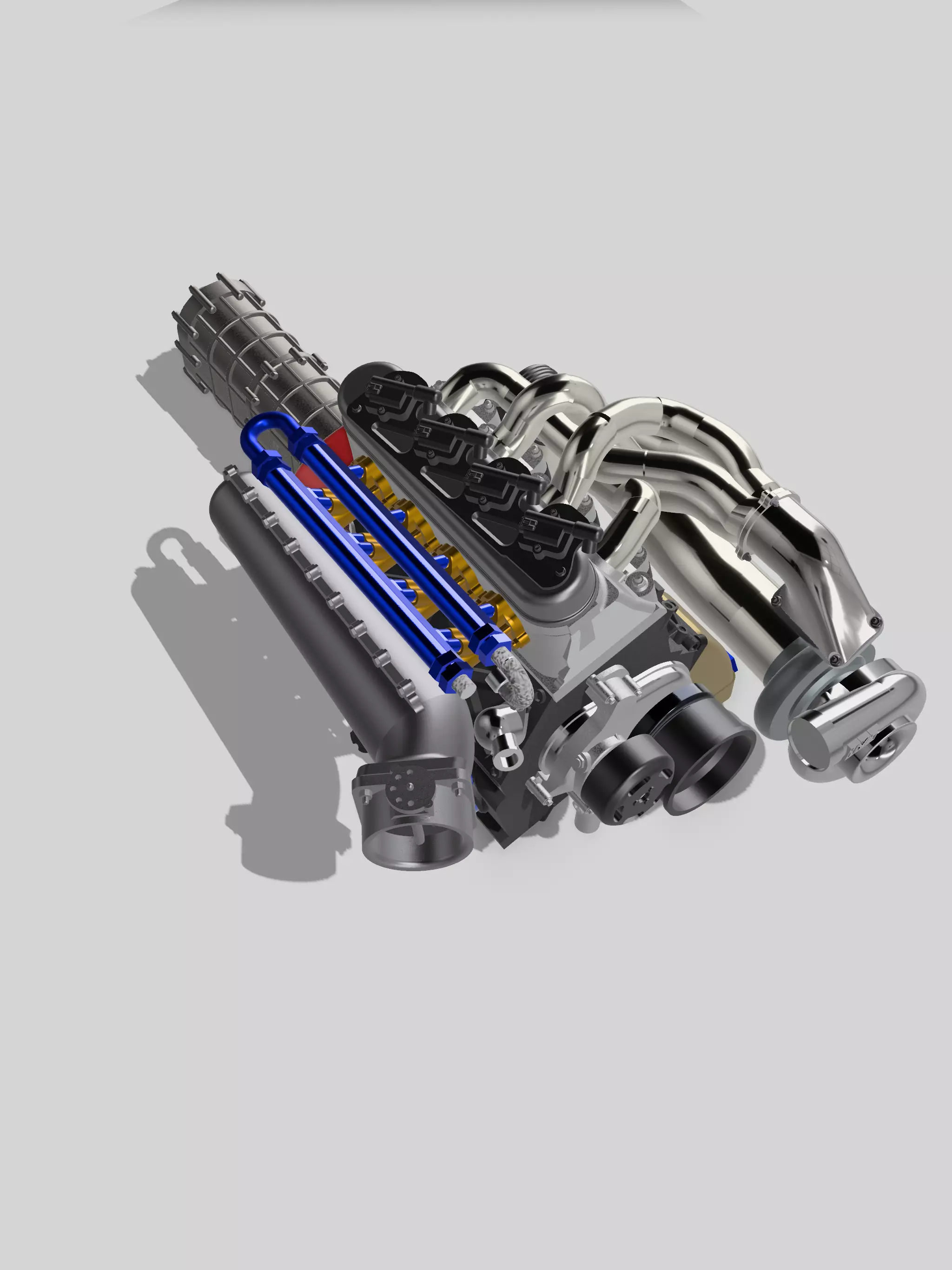 Blueprint Engines 4cyl LSX engine with sequential gearbox 3D print model_0