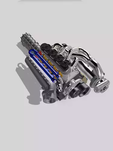 Blueprint Engines 4cyl LSX engine with sequential gearbox 3D print model