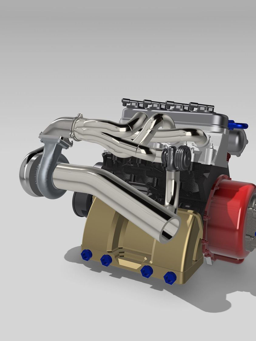 Blueprint Engines 4cyl LSX engine with sequential gearbox 3D print model_2