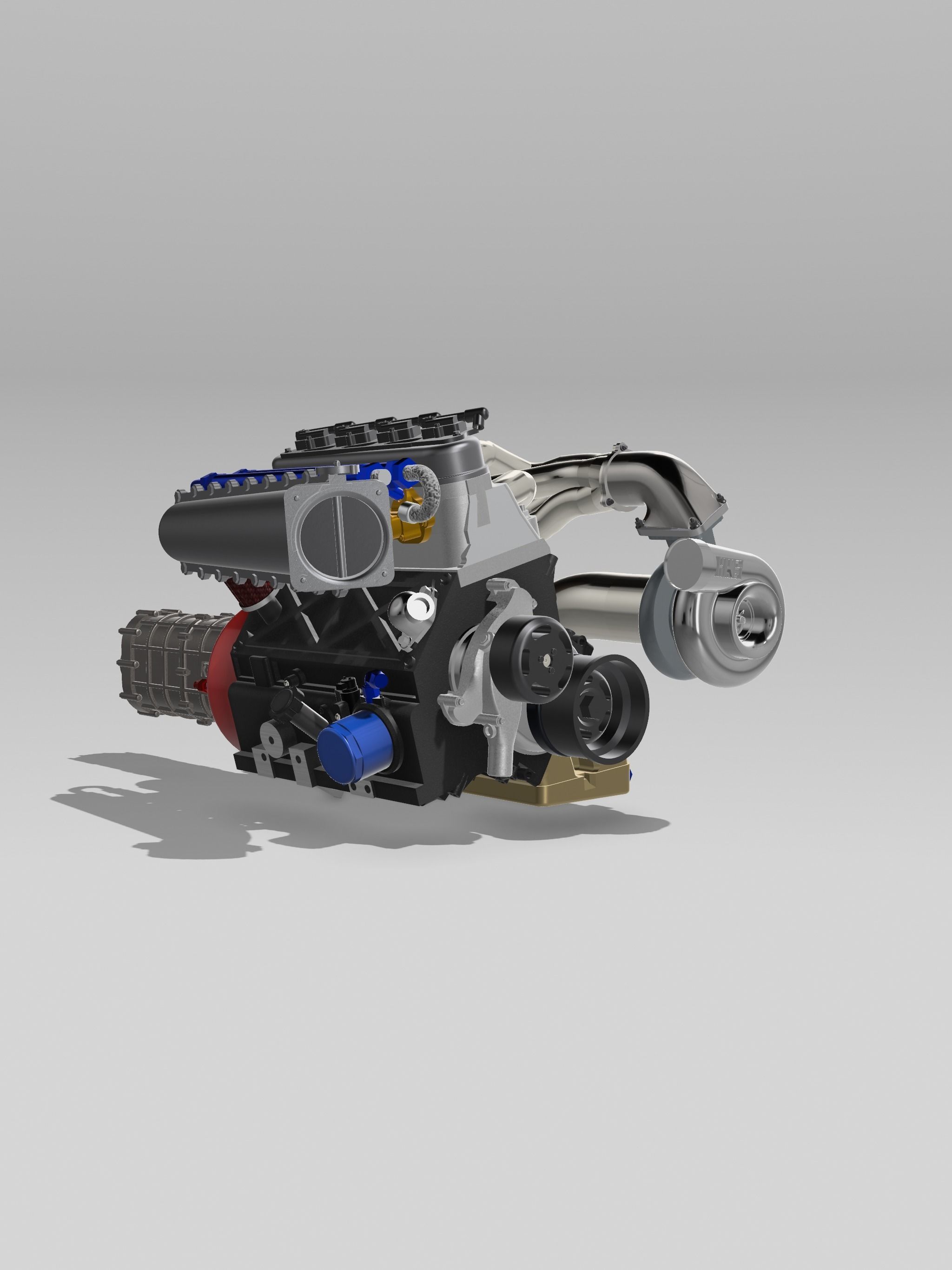 Blueprint Engines 4cyl LSX engine with sequential gearbox 3D print model_3