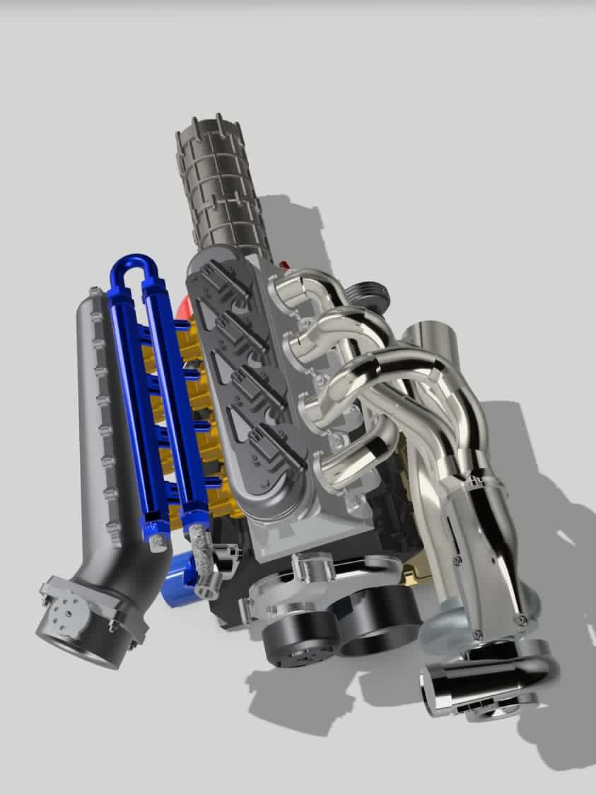 Blueprint Engines 4cyl LSX engine with sequential gearbox 3D print model_1