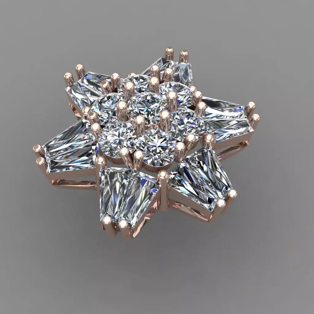 Rose Gold Diamond Women Earring 3D print Model 3D print model_0