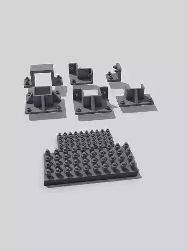 Diorama pillar N column brackets and Bolts set 3D print model