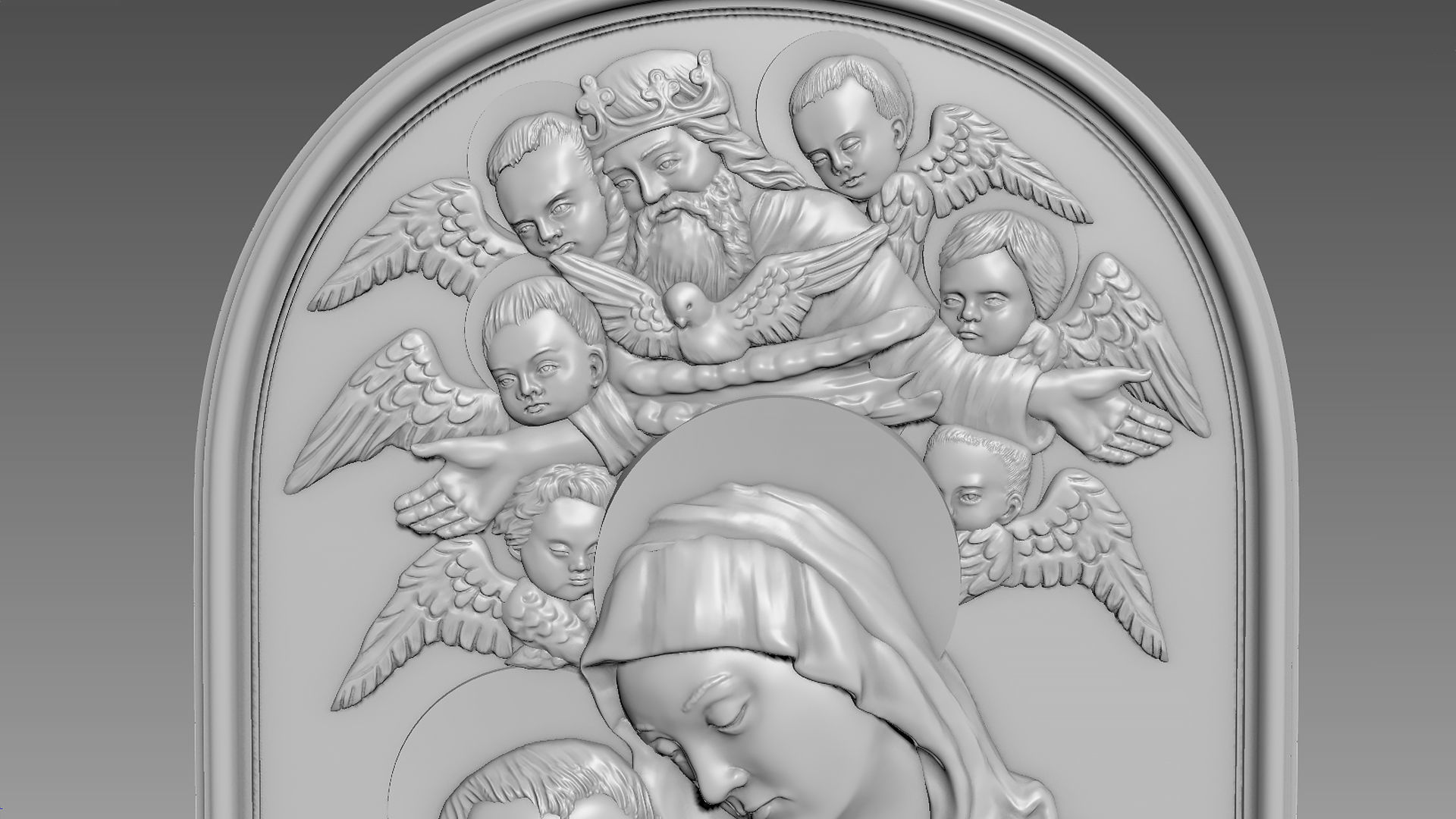 Virgin and Child Bas-relief 3D model_4