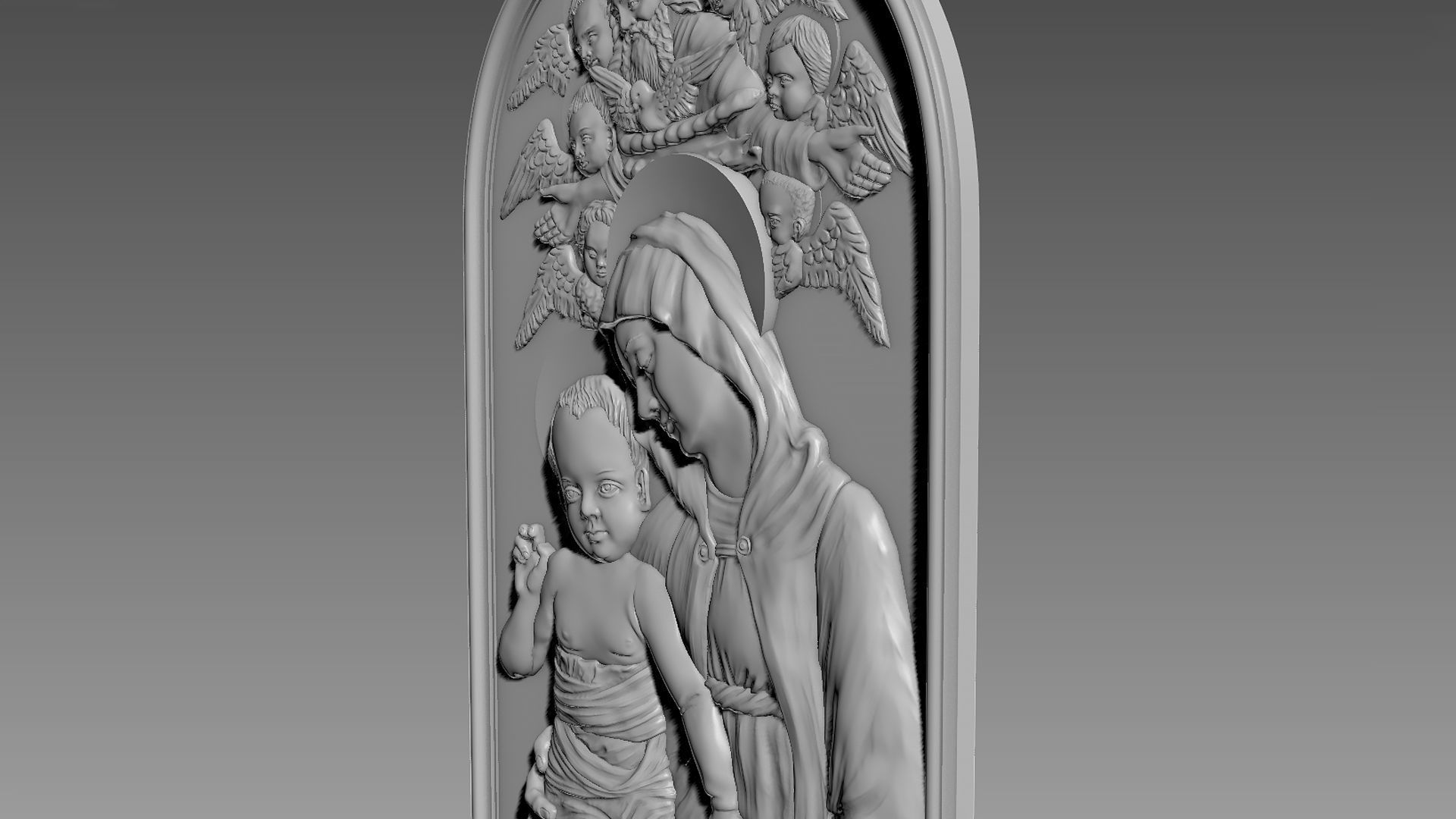 Virgin and Child Bas-relief 3D model_6