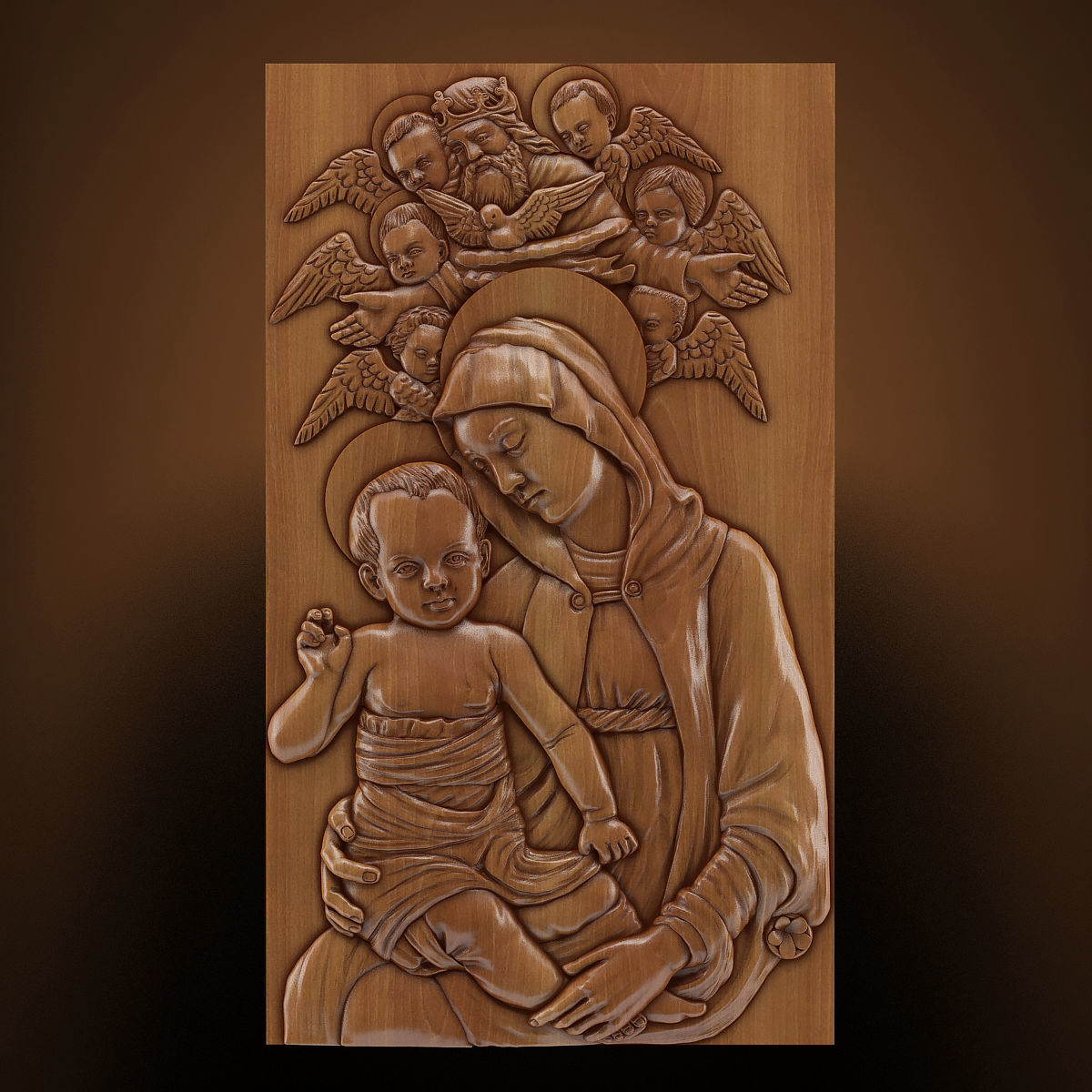 Virgin and Child Bas-relief 3D model_8