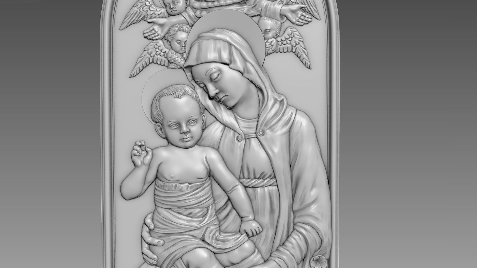 Virgin and Child Bas-relief 3D model_5