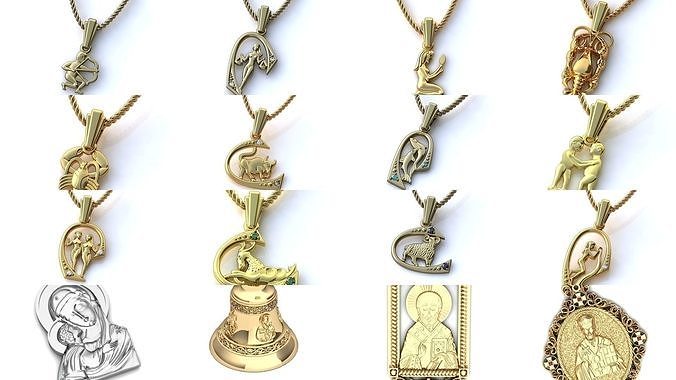 3DM 42 ZODIAC AND GOD PENDANT FILES 3D Model Collection