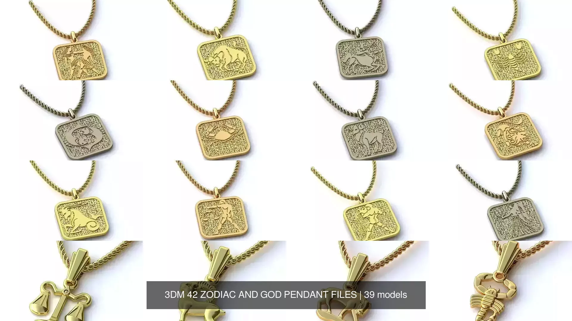 3DM 42 ZODIAC AND GOD PENDANT FILES 3D Model Pack