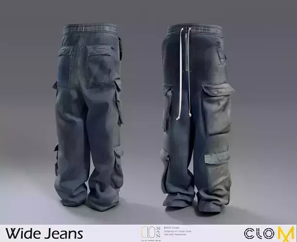 Wide Jeans 3D model