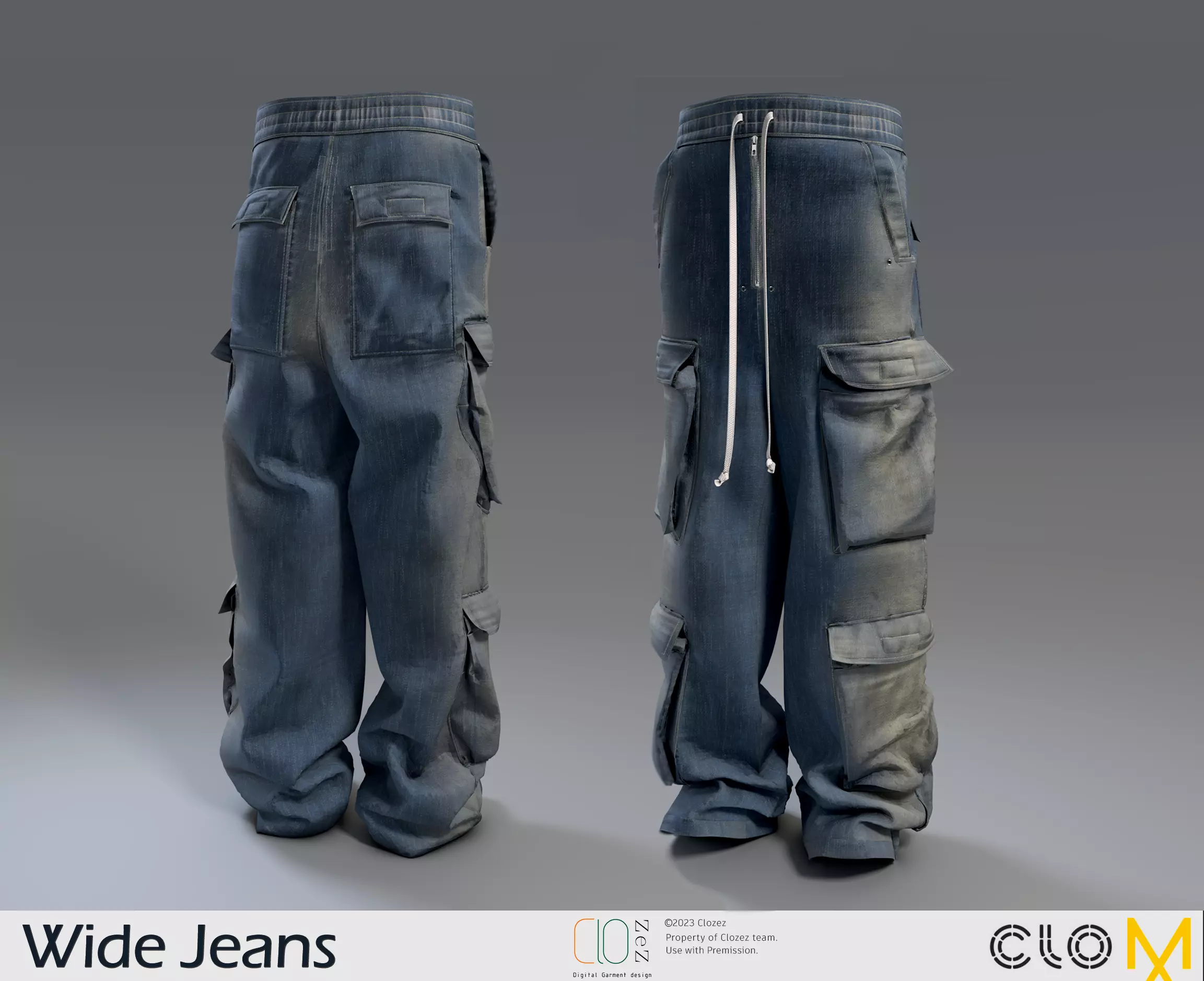 Wide Jeans 3D model_0