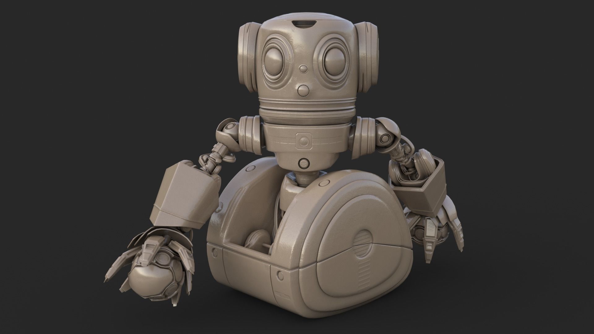 Cute Robot Clay 3D model_12
