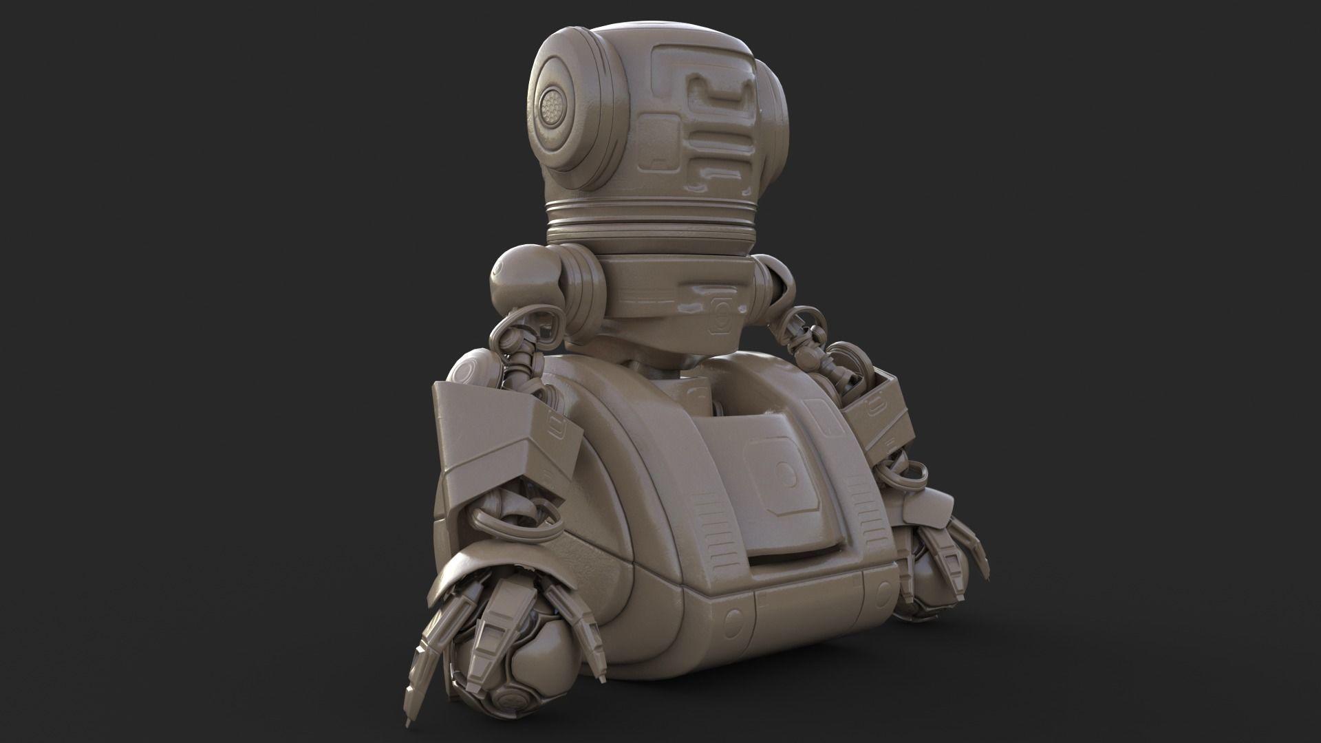 Cute Robot Clay 3D model_3