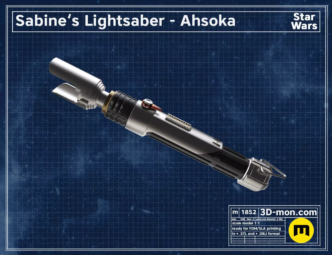 Sabine Wren Lightsaber from Star Wars Ahsoka 3D print model