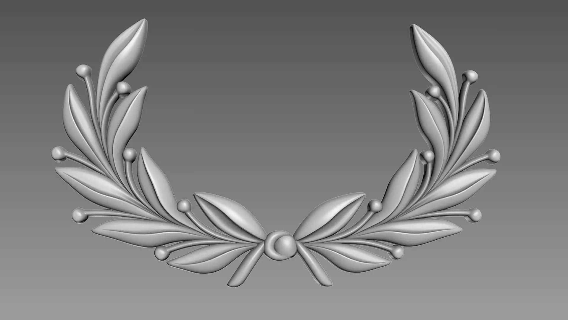 Olive branches emblem Bas-relief 3D model_0