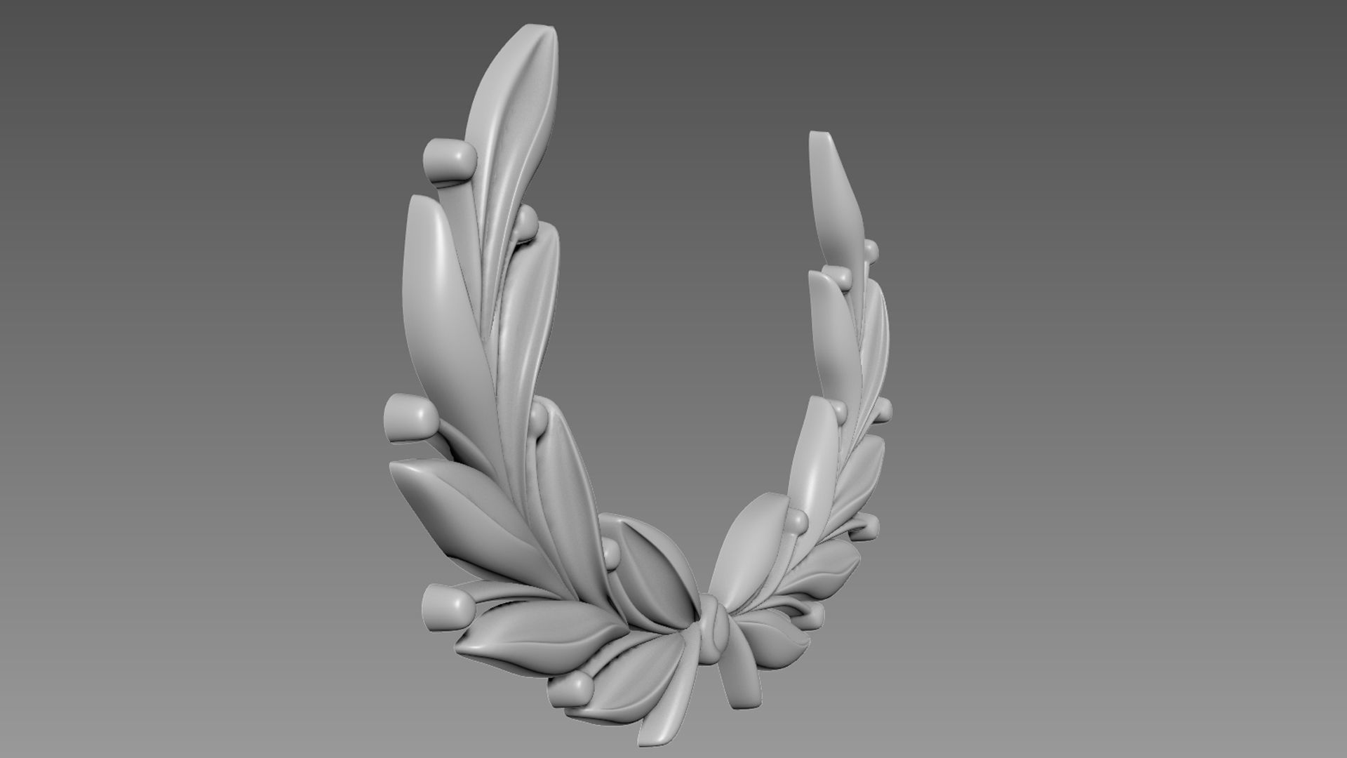 Olive branches emblem Bas-relief 3D model_2