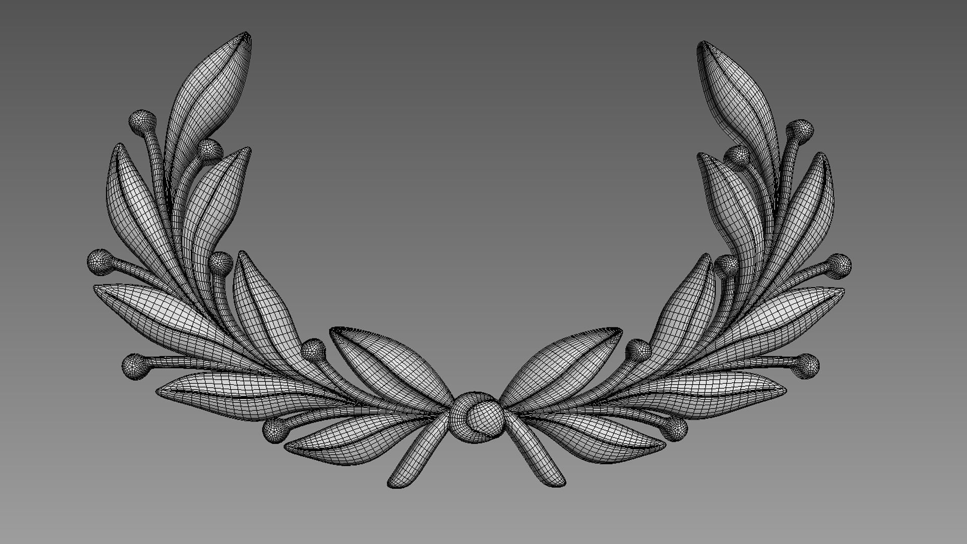 Olive branches emblem Bas-relief 3D model_6