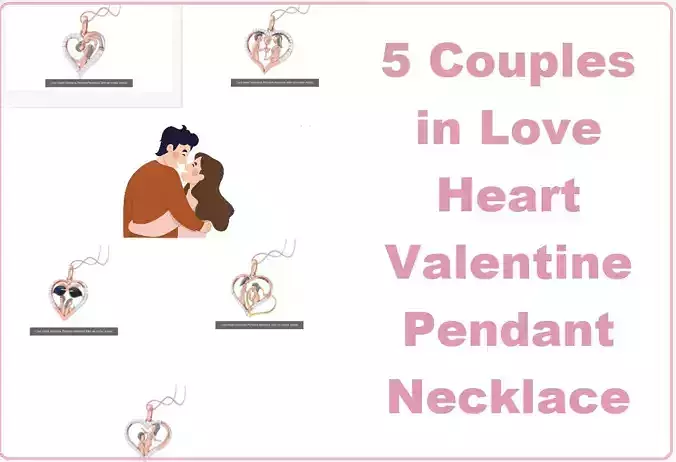 5 Couples in Love Heart Valentine Pendant Necklace 3dm stl   3D Model Collection