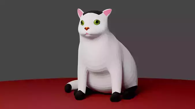 Funny fat CAT Eric with tongue and fringe 3D print model